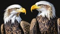 American national bird Bald Eagles on black background, AI-generated