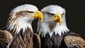 American national bird Bald Eagles on black background, AI-generated