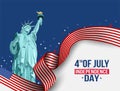 American national flag with Statue of Liberty for 4th of July, happy Independence Day celebration Royalty Free Stock Photo