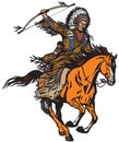 Native indian chief riding a pony horse