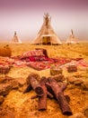 American native tent camp teepees