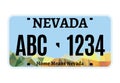 American Nevada car license plate vector registration. Car licence vehicle nevada state numberplate design