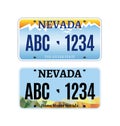 American Nevada car license plate vector registration. Car licence vehicle nevada state numberplate design