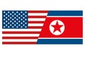The American and the North Korean flag isolated symbolizes that North Korea leader Kim Jong-un has invited President of USA the Un