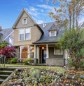 American Northwest home with front porch and nice landscape Royalty Free Stock Photo