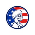 American Nurse Wearing Mask Side USA Flag Mascot