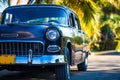 American Oldtimer in Cuba in the frnt view Royalty Free Stock Photo