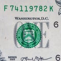 One Dollar bill closeup view Royalty Free Stock Photo