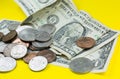 American one dollar and cents..Inflation rate. Economic crisis. ÃÂ¡urrency devaluation. Business concept. Close up, soft focus Royalty Free Stock Photo