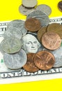 American one dollar and cents..Inflation rate. Economic crisis. ÃÂ¡urrency devaluation. Business concept. Close up, soft focus Royalty Free Stock Photo