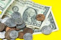 American one dollar and cents..Inflation rate. Economic crisis. ÃÂ¡urrency devaluation. Business concept. Close up, soft focus Royalty Free Stock Photo