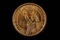 American One Dollar Coin Isolated On A Black Background Royalty Free Stock Photo