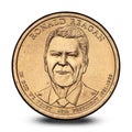 American one dollar coin with Ronald Reagan Royalty Free Stock Photo