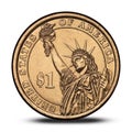 American one dollar coin with Ronald Reagan Royalty Free Stock Photo