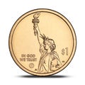 American one dollar coin with the statue of liberty Royalty Free Stock Photo