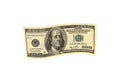 One hundred dollar bill on a white background Royalty Free Stock Photo