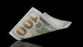 American one hundred dollars isolated on black background Royalty Free Stock Photo