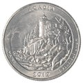 American one quarter coin - acadia national park Royalty Free Stock Photo