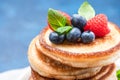 American Pancakes Brunch on Shrove Tuesday. Close Up View Royalty Free Stock Photo