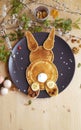 American pancakes in the shape of a bunny, breakfast for kids Royalty Free Stock Photo