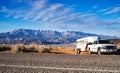 American Panorama with pick-up and trailer Royalty Free Stock Photo
