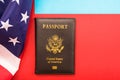 American passport on flag Royalty Free Stock Photo
