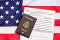 American passport on flag Royalty Free Stock Photo