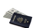 American Passport with hundred dollar bills Royalty Free Stock Photo