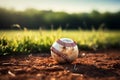 American pastime Baseball on a grassy field, vintage retro graphic art Royalty Free Stock Photo