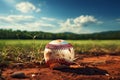 American pastime Baseball on a grassy field, vintage retro graphic art Royalty Free Stock Photo