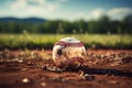 American pastime Baseball on a grassy field, vintage retro graphic art Royalty Free Stock Photo