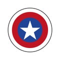 American patriot badge with white star. Captain America shield with star vector eps10.
