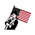 American Patriot Holding Flag Retro Royalty Free Stock Photo