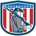 American Patriot Minuteman Holding Musket Rifle Shield Retro Royalty Free Stock Photo