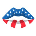 American patriotic lips. 4th of July design. USA Independence Day of America