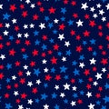 American patriotic seamless pattern. USA traditional backdrop. Red white blue stars background. Vector template for Royalty Free Stock Photo