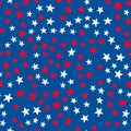 American patriotic seamless pattern. USA traditional backdrop. Red white stars on blue background. Vector template for Royalty Free Stock Photo