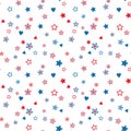 American patriotic stars seamless pattern in red, blue and white colors. 4th of July vector background Royalty Free Stock Photo