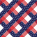 American patriotic stars and stripes seamless pattern in bright red, blue and white. Independence day vector background Royalty Free Stock Photo