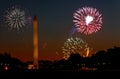 American patriotic holiday Fireworks display on 4th July Independence Day in the Washington Monument in Washington DC Royalty Free Stock Photo