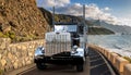 American Peterbilt truck on the road