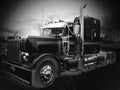 American Peterbilt trucks parked chrome