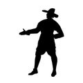 The American pilgrim silhouette, black vector illustration Isolated on white background