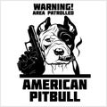 American Pitbull - security dog with gun and cigar. Head of security American Pitbull Royalty Free Stock Photo