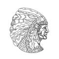 American Plains Indian with War Bonnet Doodle