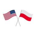 American and Polish flags isolated on white background