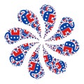 American Political Elephant Icon Centrifugal Flower Cluster