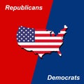 American politics republicans vs democrats vector illustration Royalty Free Stock Photo