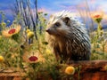 Ai Generated illustration Wildlife Concept of American porcupine quills defense wildlife Royalty Free Stock Photo