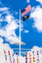 American and POW flags waving Royalty Free Stock Photo